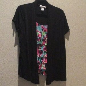 One piece short sleeve blouse and cardigan